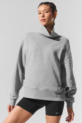 Hazy tröja med hög hals – mörk Athletic Heather Grey