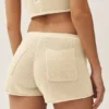 Heatwave-shorts i siden och kashmir med medelhög midja – sandbeige