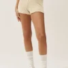 Heatwave-shorts i siden och kashmir med medelhög midja – sandbeige