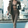 High-Waist 7/8-bootcut-Leggings – ljus kakao