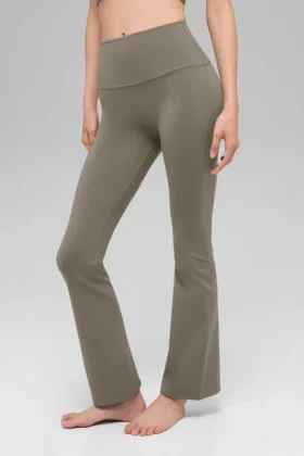 High-Waist 7/8-bootcut-Leggings – ljus kakao