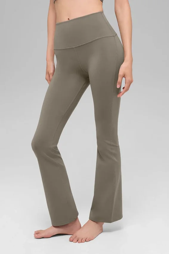 High-Waist 7/8-bootcut-Leggings – ljus kakao