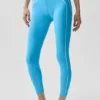 High-Waist 7/8 Heart Throb Leggings – azurblå/vit