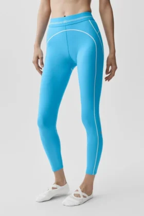 High-Waist 7/8 Heart Throb Leggings – azurblå/vit