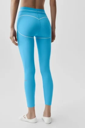 High-Waist 7/8 Heart Throb Leggings – azurblå/vit