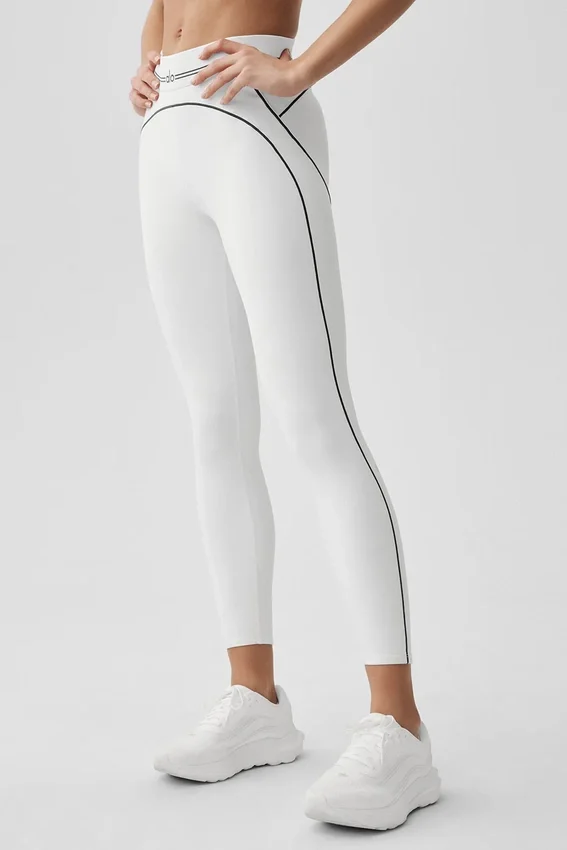 High-Waist 7/8 Heart Throb Leggings – Vit/svart