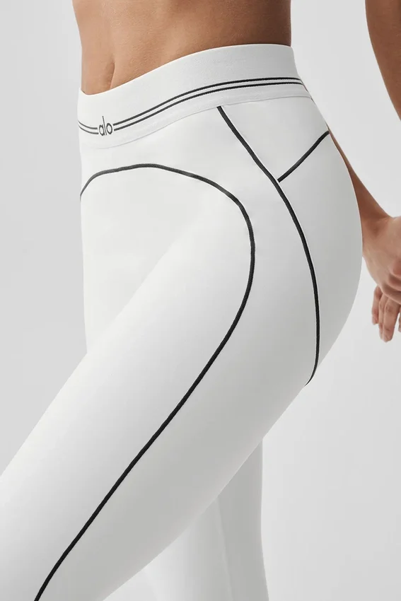 High-Waist 7/8 Heart Throb Leggings – Vit/svart