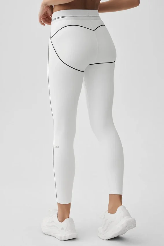High-Waist 7/8 Heart Throb Leggings – Vit/svart