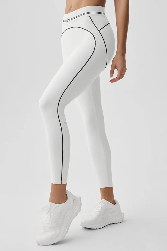High-Waist 7/8 Heart Throb Leggings – Vit/svart