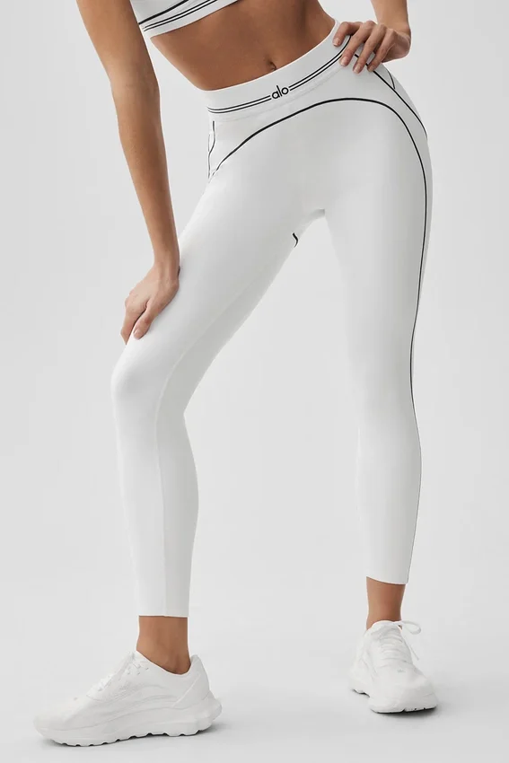 High-Waist 7/8 Heart Throb Leggings – Vit/svart