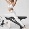 High-Waist 7/8 Heart Throb Leggings – Vit/svart