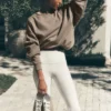High-Waist Airbrush 7/8-bootcut-leggings – Ivory