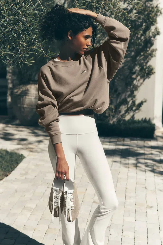 High-Waist Airbrush 7/8-bootcut-leggings – Ivory