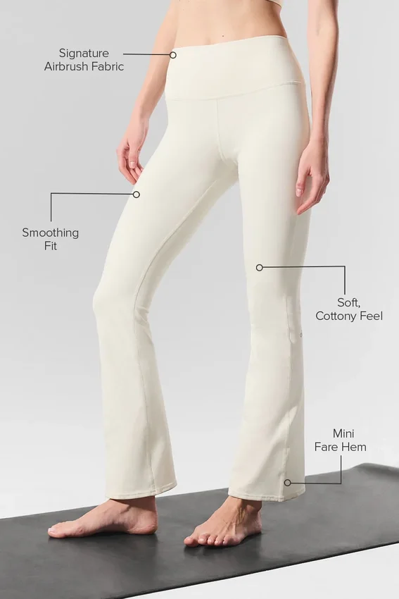 High-Waist Airbrush 7/8-bootcut-leggings – Ivory