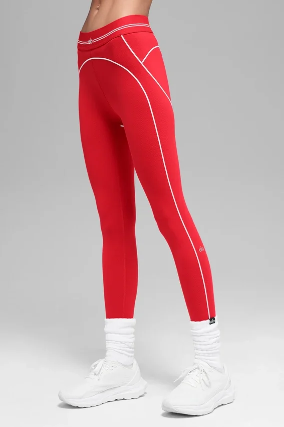 High-Waist Airbrush 7/8 Heart Throb Leggings – klarröd/vit