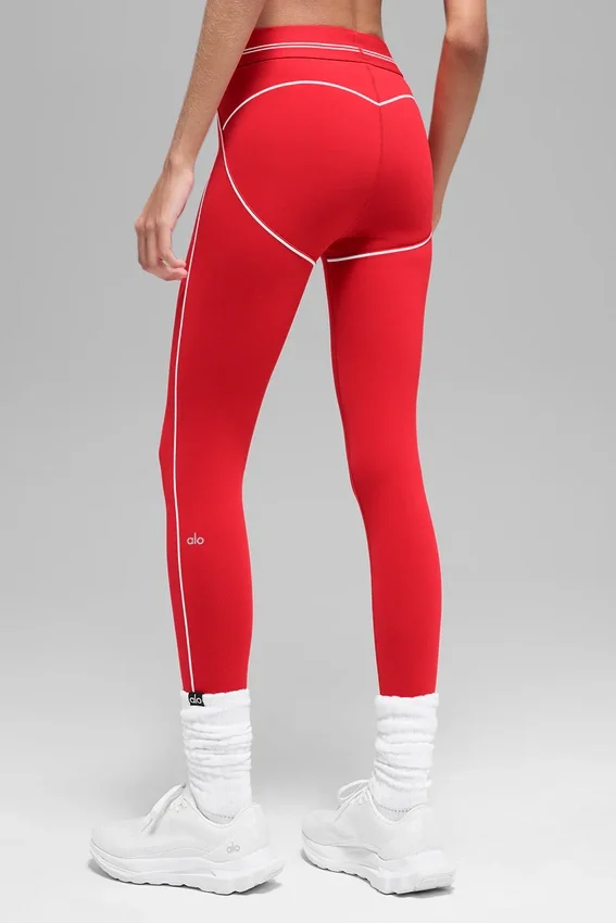 High-Waist Airbrush 7/8 Heart Throb Leggings – klarröd/vit