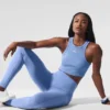 High-Waist Airbrush Airbrush Legging – kristallklart blå