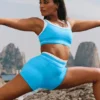 High-Waist Airbrush Better Together Short – azurblå/vit