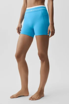 High-Waist Airbrush Better Together Short – azurblå/vit