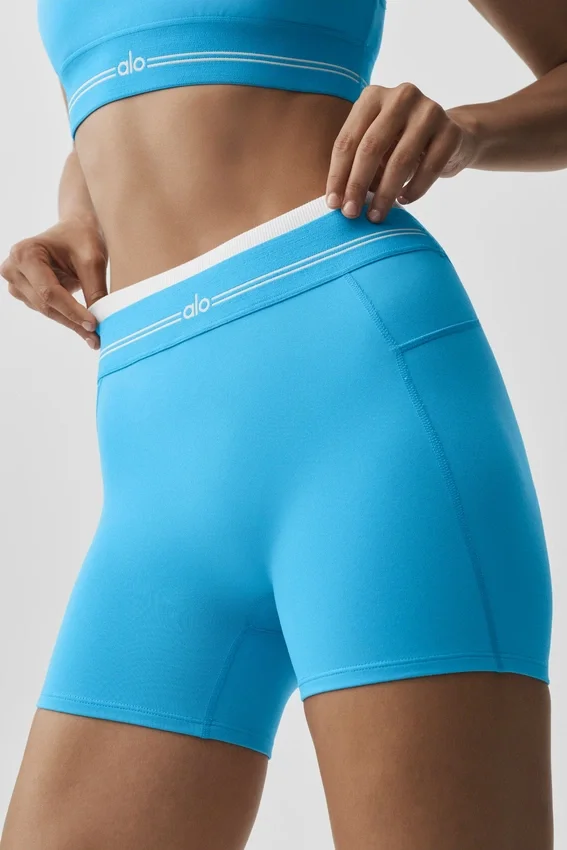 High-Waist Airbrush Better Together Short – azurblå/vit