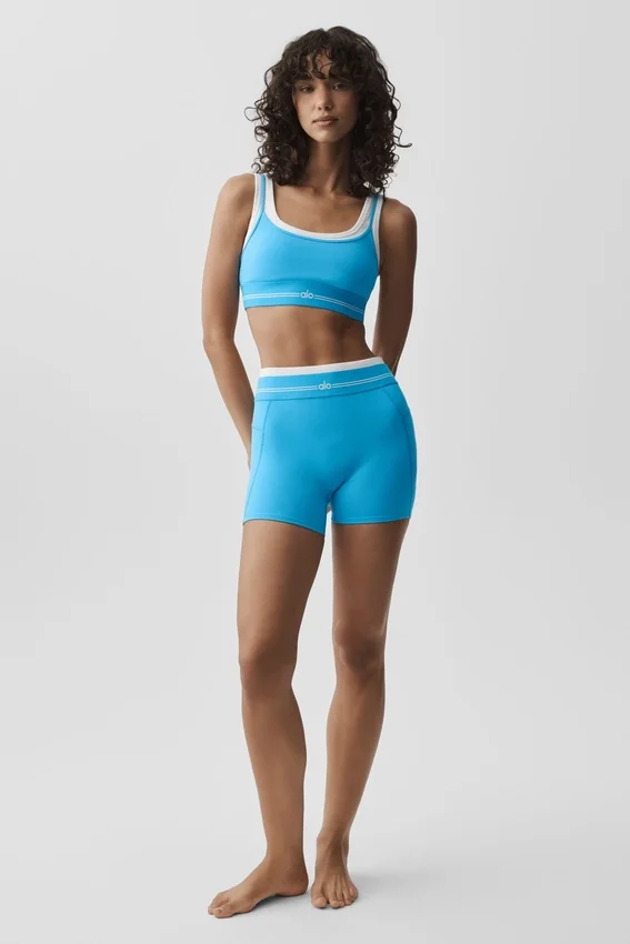 High-Waist Airbrush Better Together Short – azurblå/vit