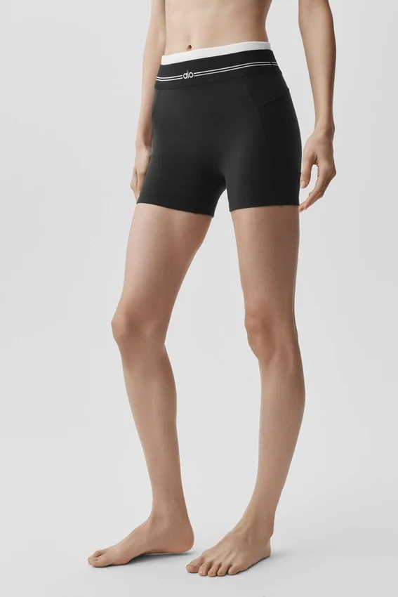 High-Waist Airbrush Better Together Shorts – Svart/Vit