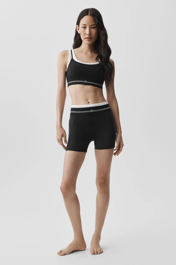 High-Waist Airbrush Better Together Shorts – Svart/Vit