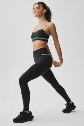 High-Waist Airbrush Fast Track Legging – Black/White