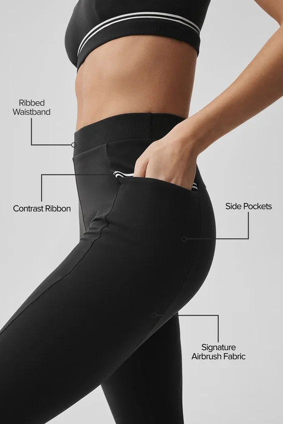 High-Waist Airbrush Fast Track Legging – Black/White