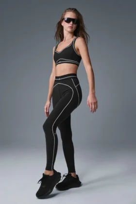 High-Waist Airbrush Heart Throb Leggings – svart/vit