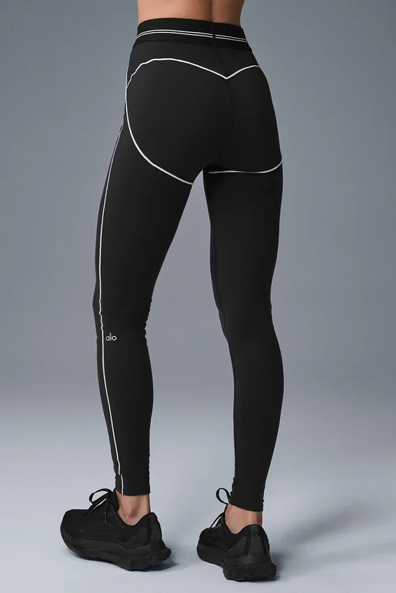 High-Waist Airbrush Heart Throb Leggings – svart/vit