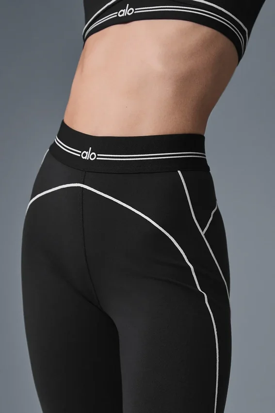 High-Waist Airbrush Heart Throb Leggings – svart/vit