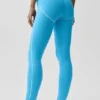 High-Waist Airbrush Legging med hjärtmönster – azurblå/vit