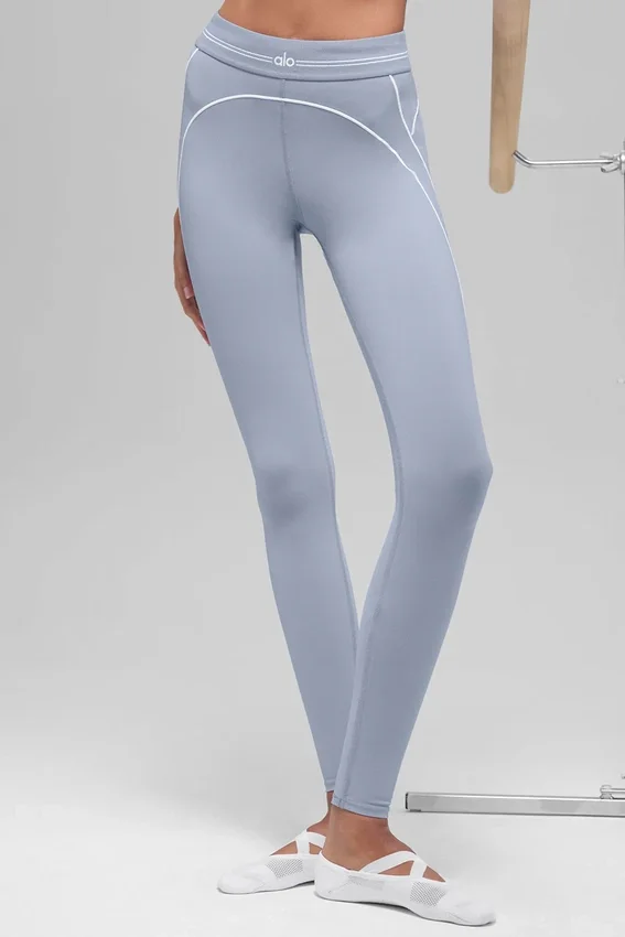 High-Waist Airbrush Legging med hjärtmönster – Winter Frost/Vit