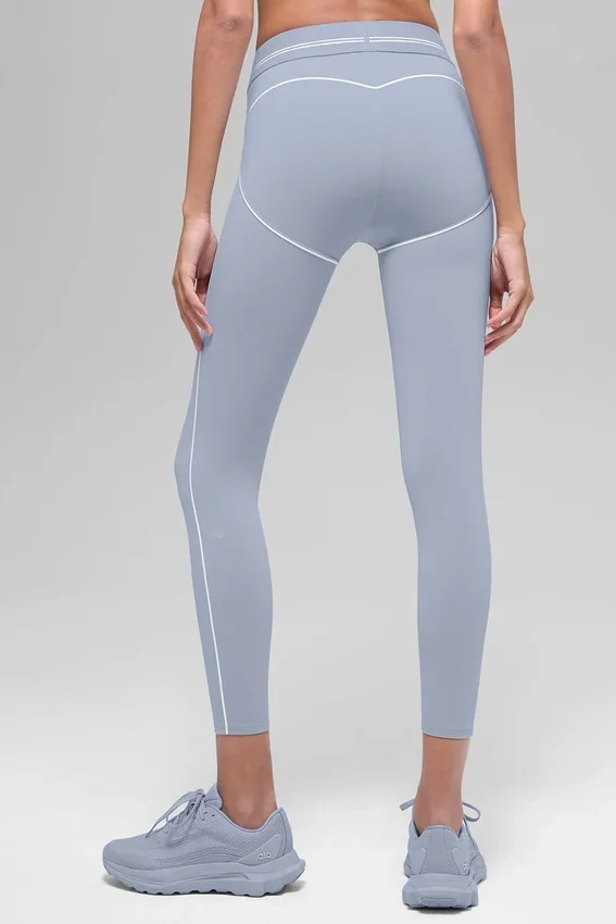 High-Waist Airbrush Legging med hjärtmönster – Winter Frost/Vit