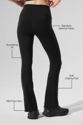 High-Waist Airbrush Leggings med 7/8-längd i bootcut-modell – svart