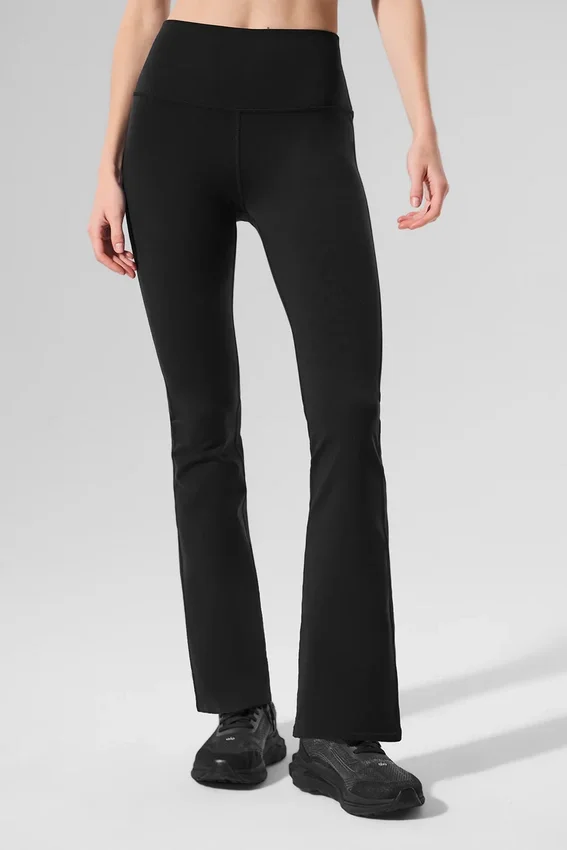 High-Waist Airbrush Leggings med 7/8-längd i bootcut-modell – svart