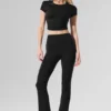 High-Waist Airbrush Leggings med 7/8-längd i bootcut-modell – svart