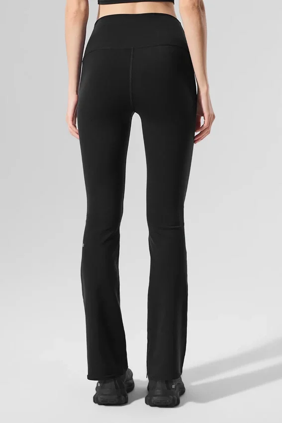 High-Waist Airbrush Leggings med 7/8-längd i bootcut-modell – svart