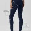 High-Waist Airbrush Leggings med hjärtmönster – marinblå/vit