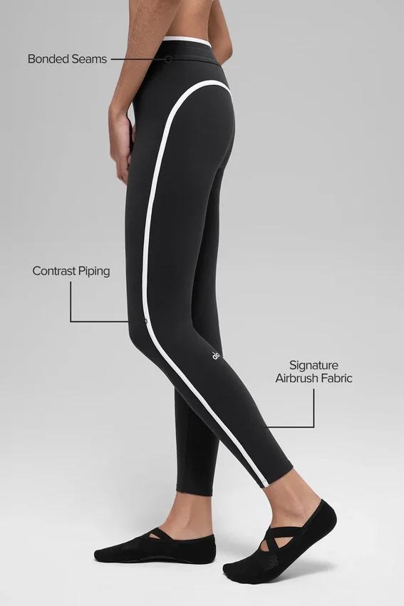 High-Waist Airbrush Race Pace 7/8 Leggings – svart/vit