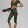 High-Waist Airbrush Race Pace Capri – Green Olive/Black