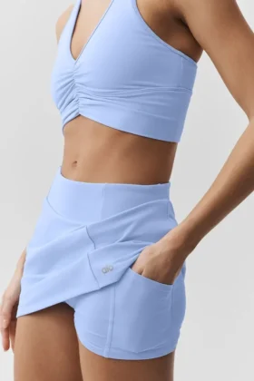High-Waist Airbrush tenniskjol med bra passform – ljus provenceblå