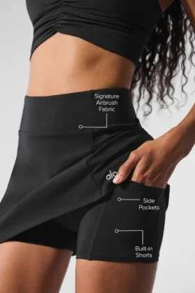 High-Waist Airbrush-tenniskjol med Good Form-passform – svart