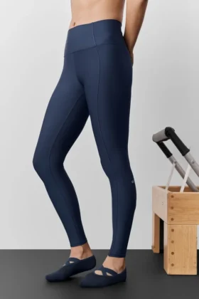 High-Waist Airlift 7/8 Fine Line Leggings – marinblå