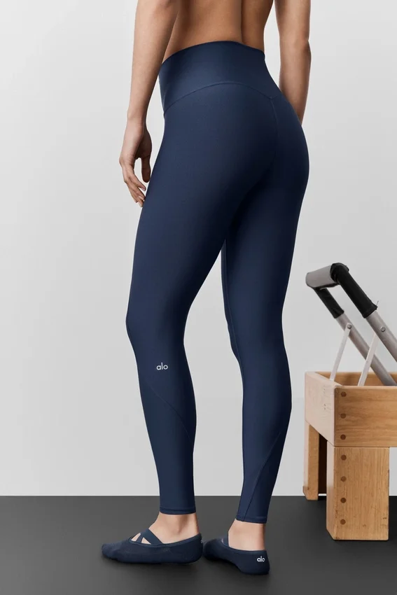 High-Waist Airlift 7/8 Fine Line Leggings – marinblå