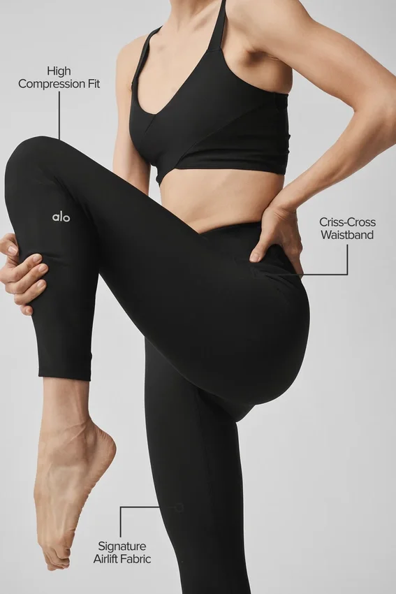 High-Waist Airlift 7/8 Horizon Leggings – svart
