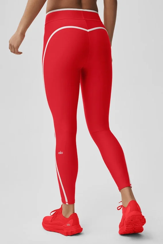 High-Waist Airlift 7/8-leggings – Ljusröd/vit