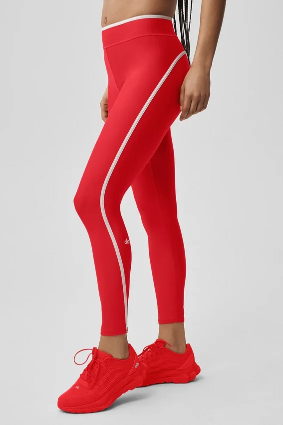 High-Waist Airlift 7/8-leggings – Ljusröd/vit