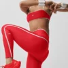 High-Waist Airlift 7/8-leggings – Ljusröd/vit